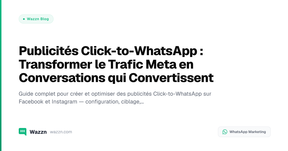 Publicités Click-to-WhatsApp : Transformer le Trafic Meta en Conversations qui Convertissent